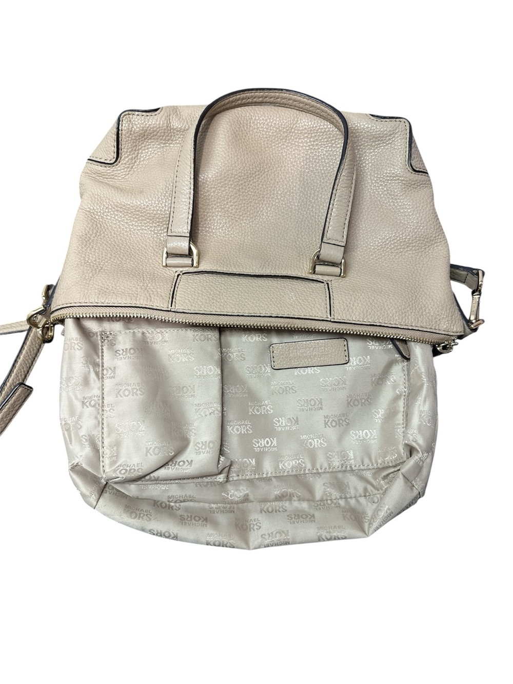 Michael Kors Bag Leather Mackenzie Beige Satchel Crossbody Shoulder Purse MK - Picture 7 of 10